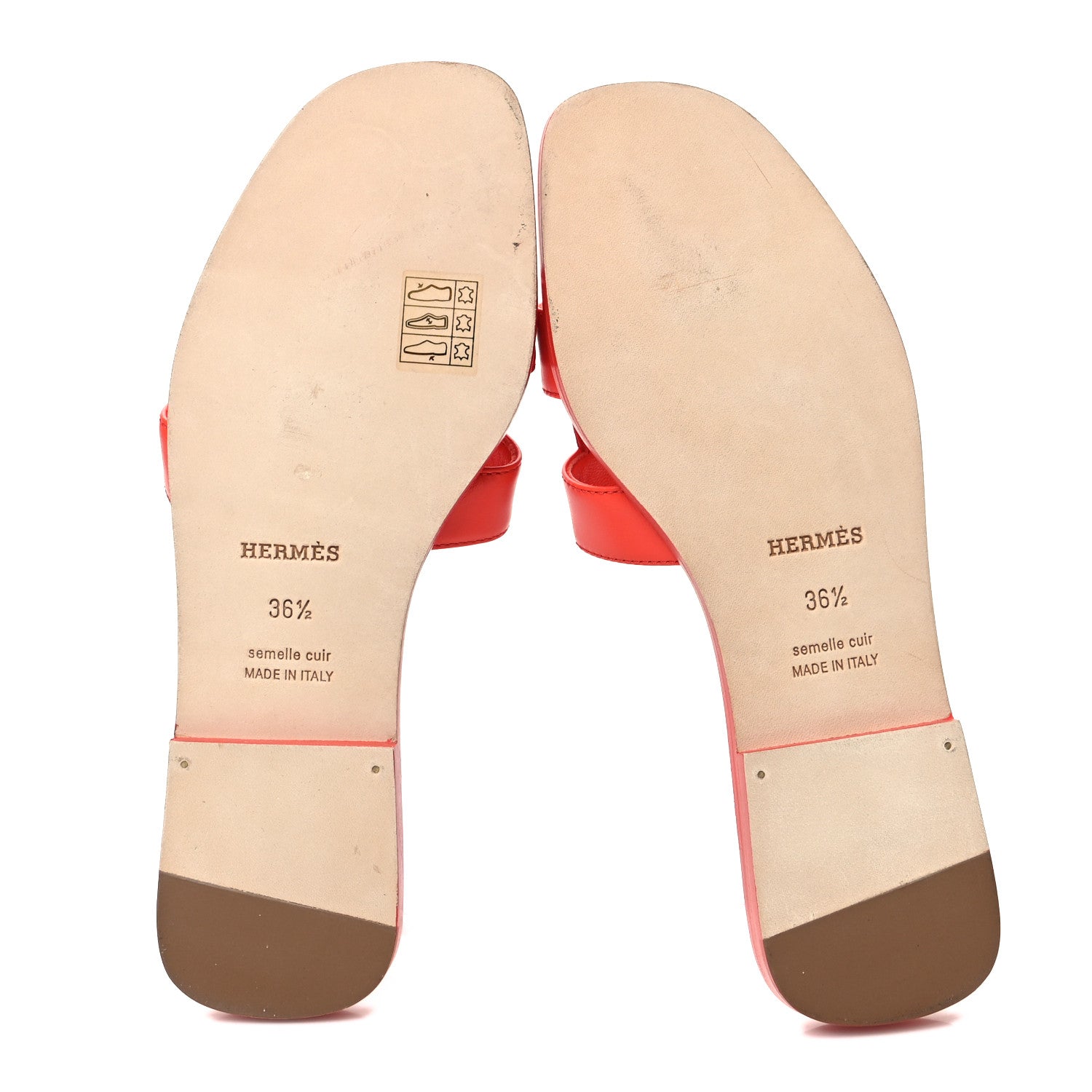 Hermes Box Calfskin Oran Sandals 36.5 Rouge Jaipur 5 of 8