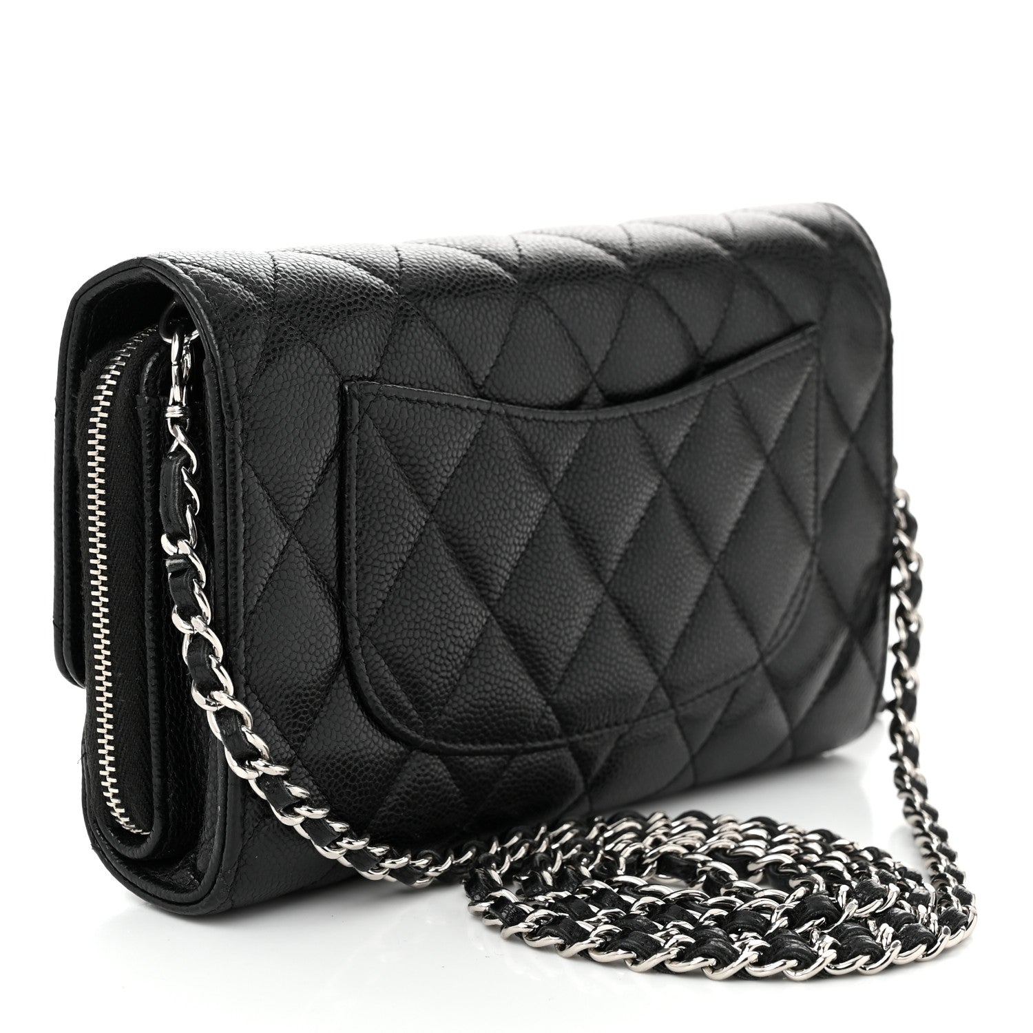 Chanel Caviar Quilted Phone Holder Wallet on Removable Chain Black 4 of 14