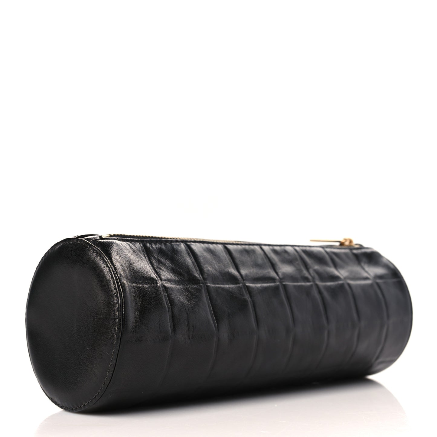 Lambskin Chocolate Bar Cosmetic Pouch Black