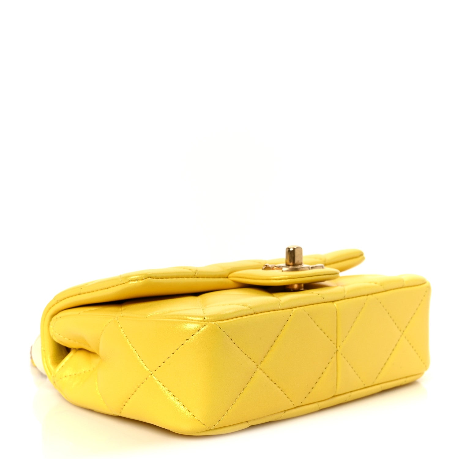 Chanel Pearly Lambskin Pearl Quilted Mini Flap Yellow 4 of 11
