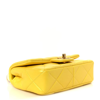Chanel Pearly Lambskin Pearl Quilted Mini Flap Yellow 4 of 11