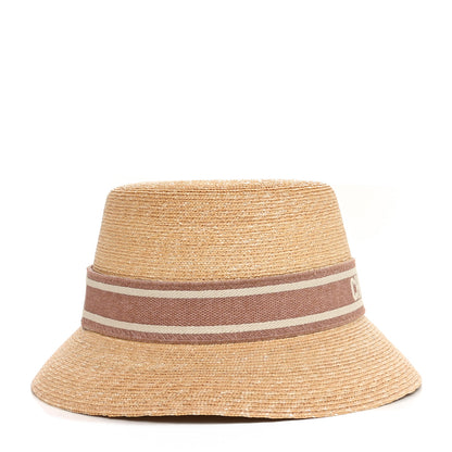 Christian Dior Straw Bucket Hat 57 Natural Rose Des Vents 5 of 8
