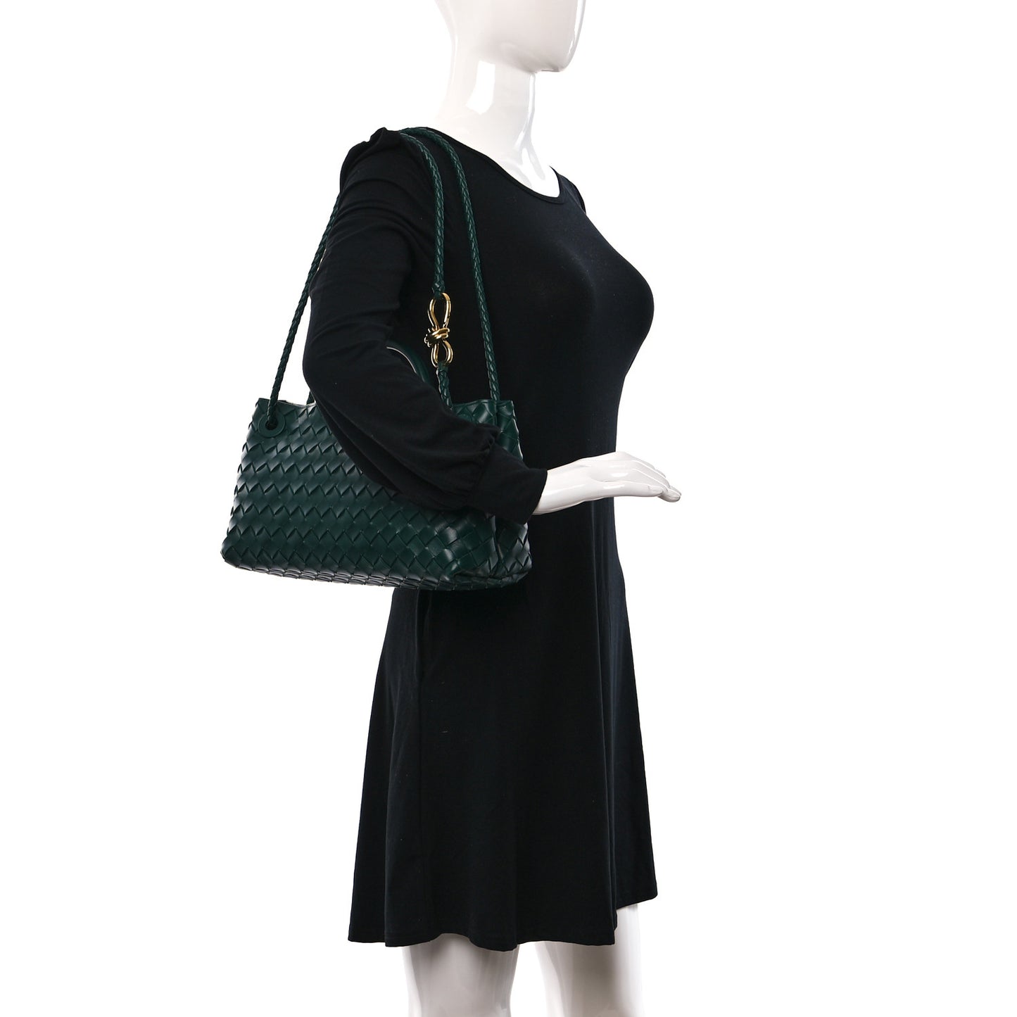 Nappa Intrecciato Small East West Andiamo Shoulder Bag Emerald Green