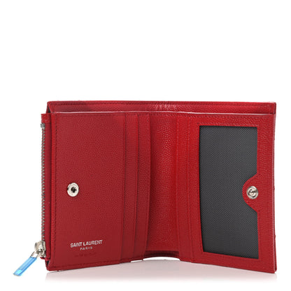 Saint Laurent Grain De Poudre Matelasse Chevron Monogram Zipped Card Case Bandana Red 4 of 4