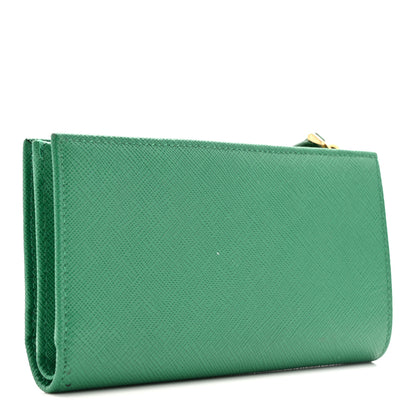 Prada Saffiano Triangle Continental Zip Wallet Mango 3 of 11