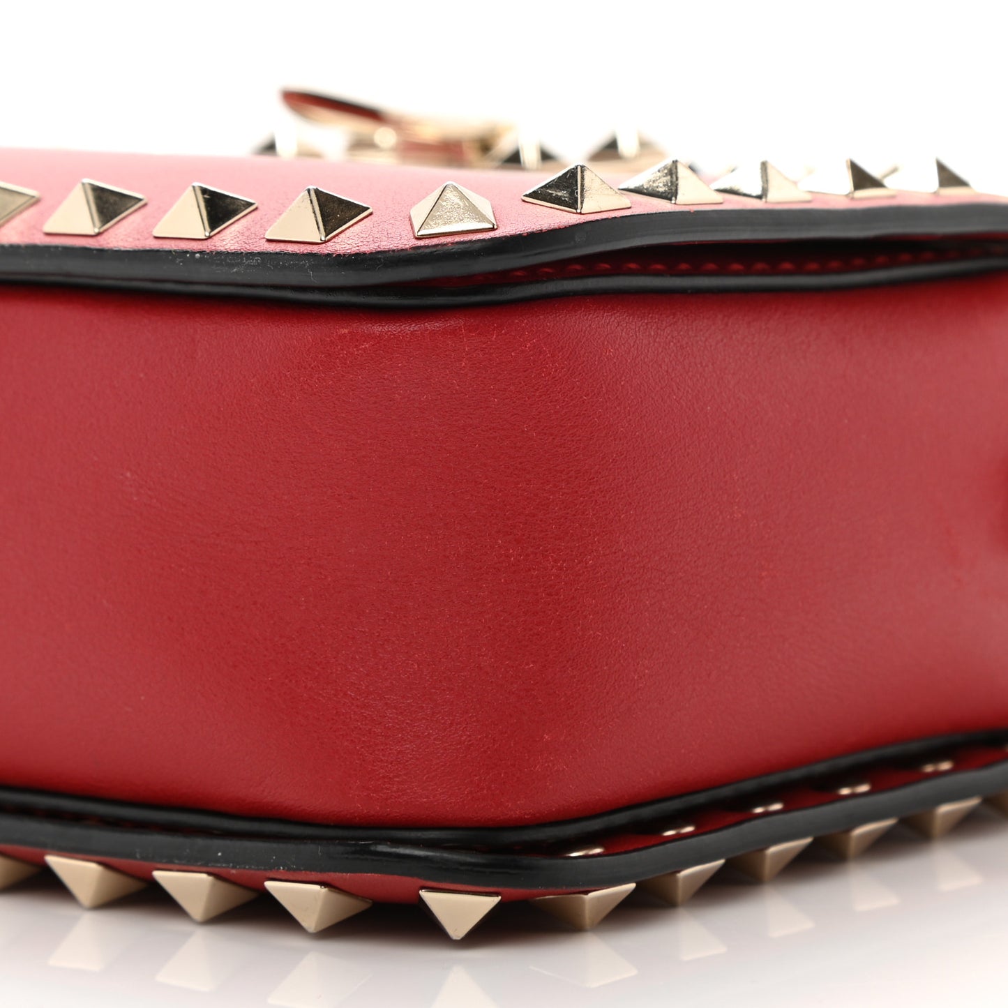 Calfskin Rockstud Flip Lock Camera Crossbody Bag Rosso