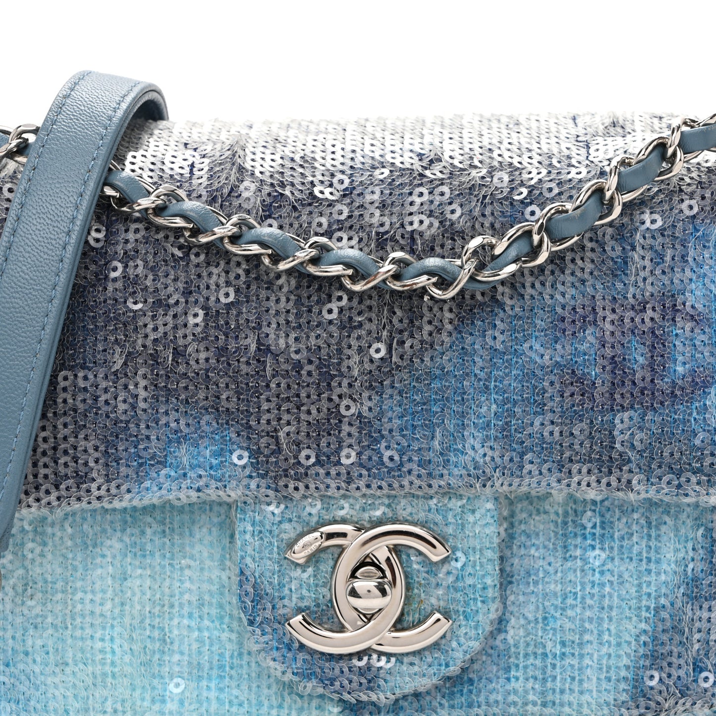 Sequin Mini Waterfall Flap Light Blue