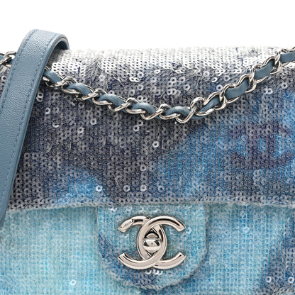 Chanel Sequin Mini Waterfall Flap Light Blue 8 of 10
