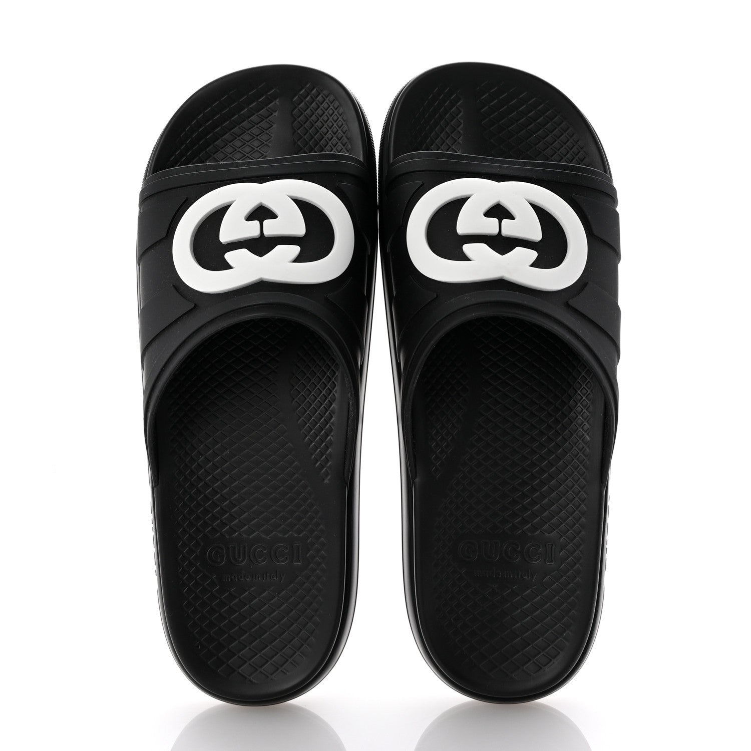 Gucci Rubber Interlocking G Pursuit Mens Slide Sandals 9 Black White 2 of 10