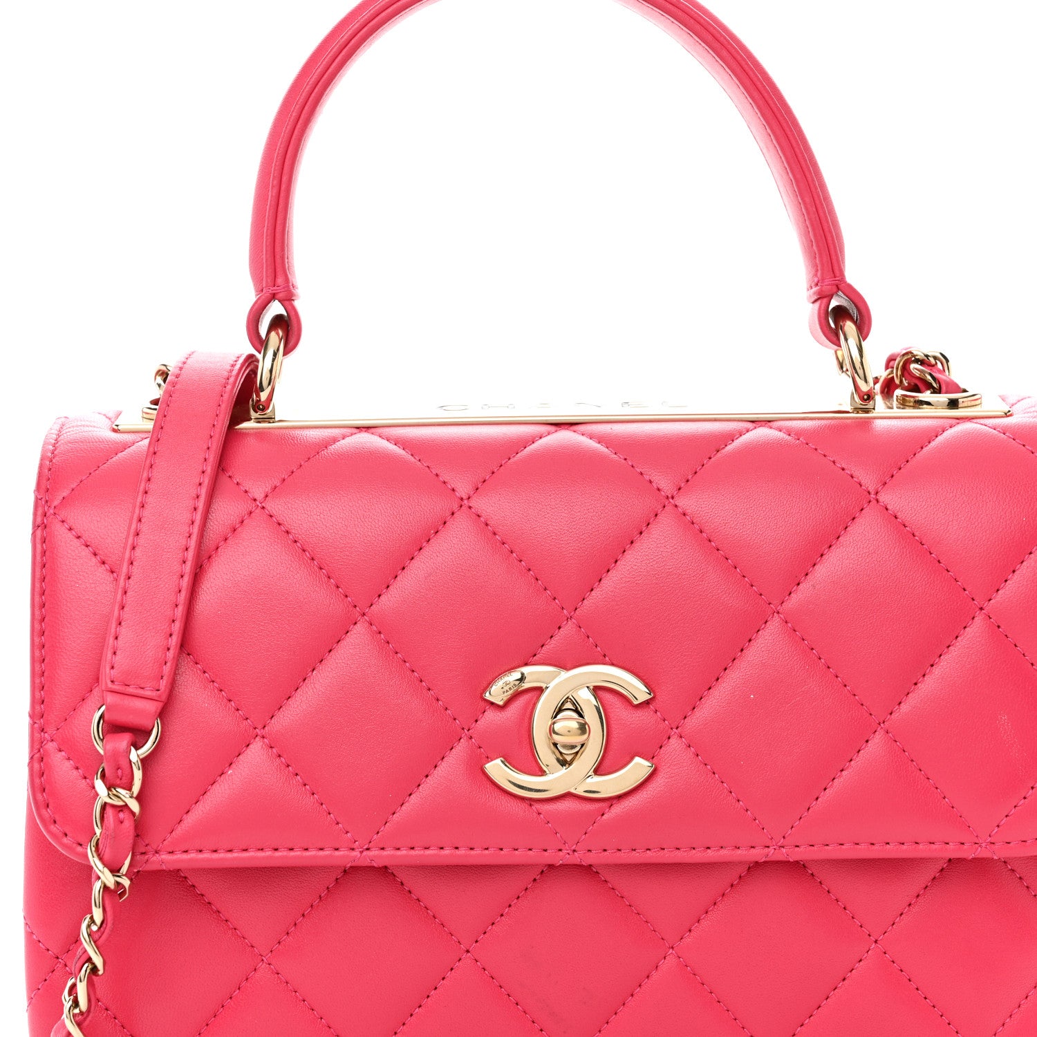 Chanel Lambskin Quilted Small Trendy CC Dual Handle Bag Dark Pink 8 of 16