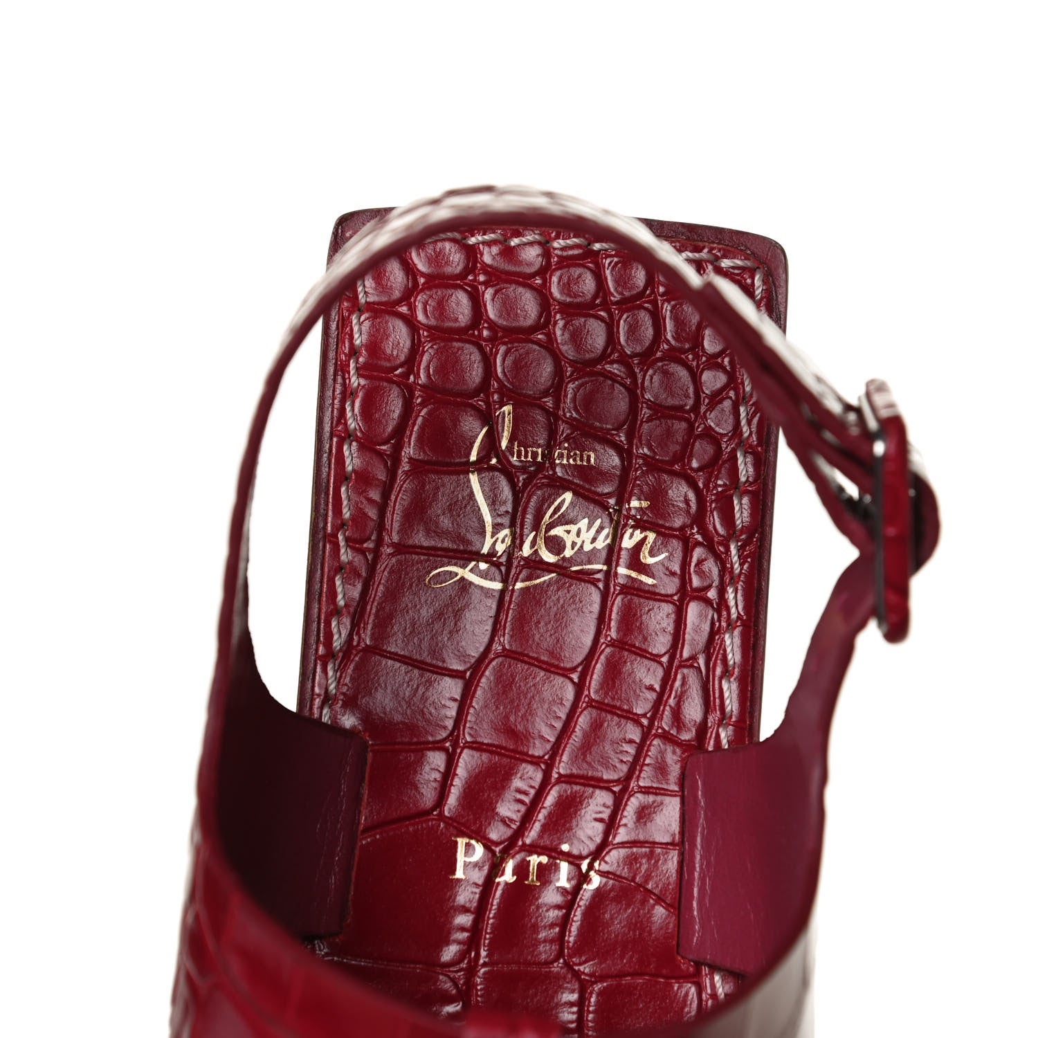 Christian Louboutin Calfskin Alligator Embossed Cubongo Flat Sandals 39.5 Persan 9 of 11