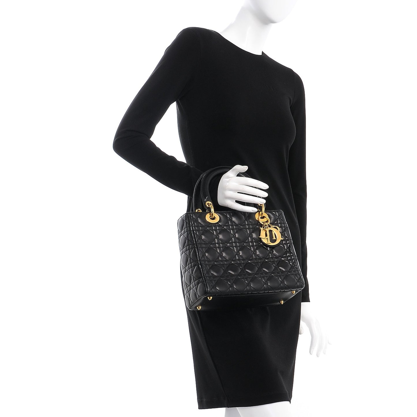 Lambskin Cannage Medium Lady Dior Black