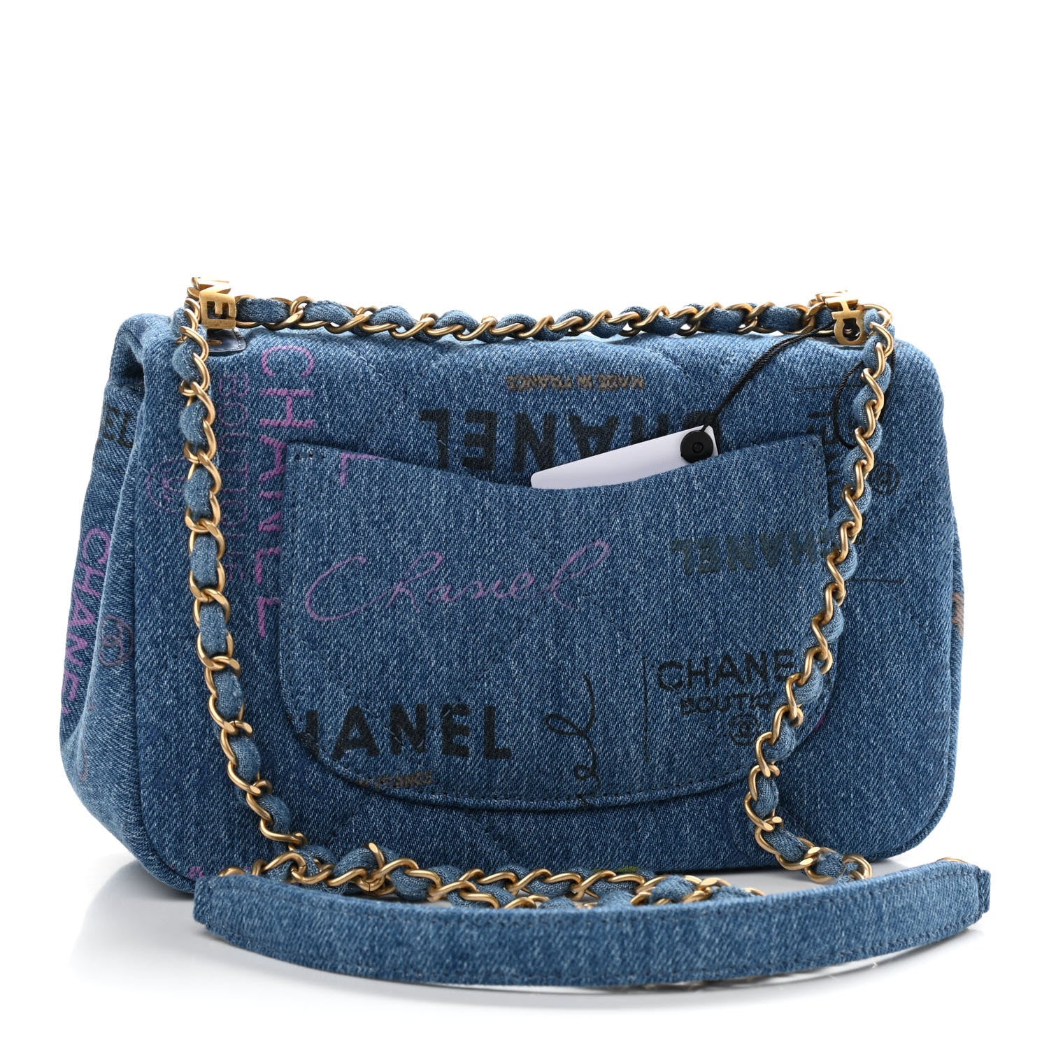 Chanel Denim Quilted Mini Denim Mood Rectangular Flap Blue Multicolor 3 of 9