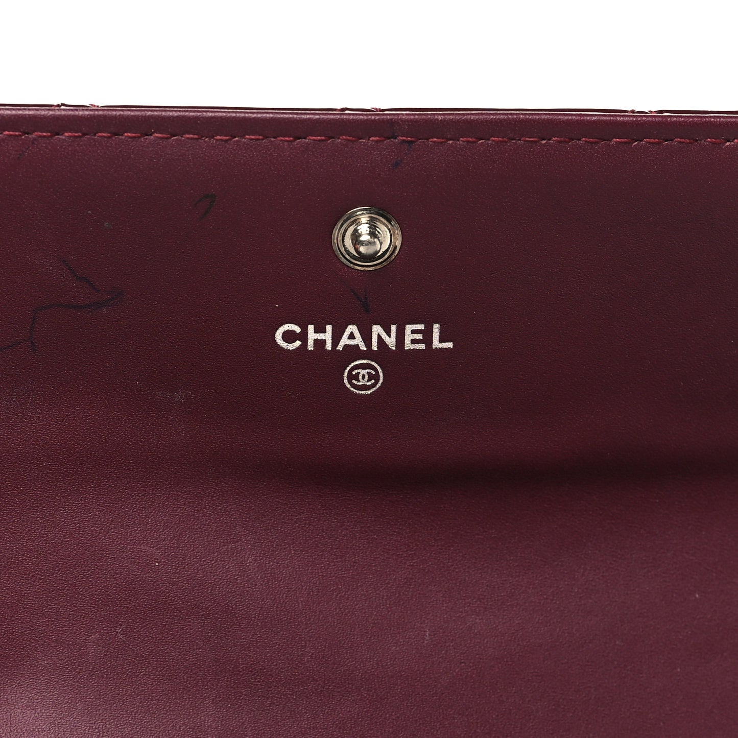Patent Quilted Large Brilliant Flap Wallet Dark Burgundy