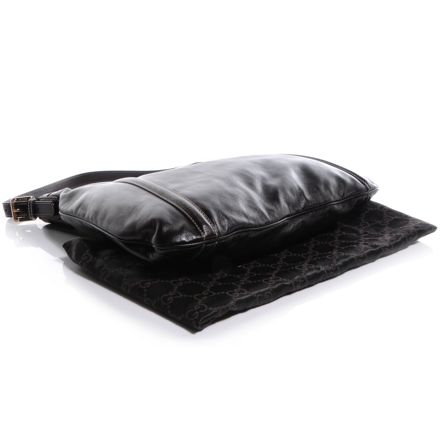 Leather GG Britt Hobo Dark Brown