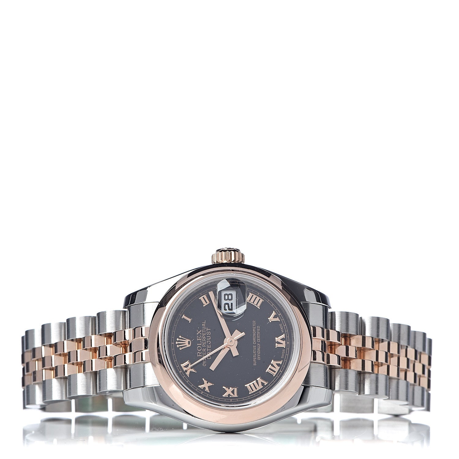 Rolex Stainless Steel 18K Everose Gold 26mm Oyster Perpetual Datejust Watch Black Roman 179161 3 of 6