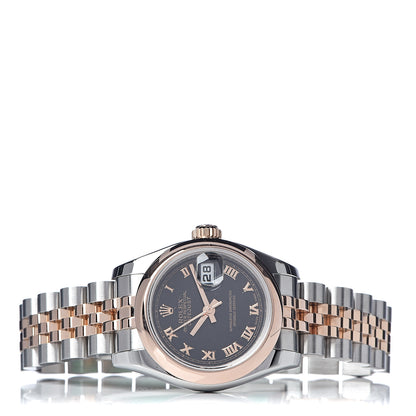 Rolex Stainless Steel 18K Everose Gold 26mm Oyster Perpetual Datejust Watch Black Roman 179161 3 of 6