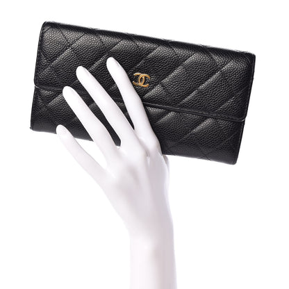 Chanel Caviar Quilted Large Gusset Flap Wallet Black 2 of 13