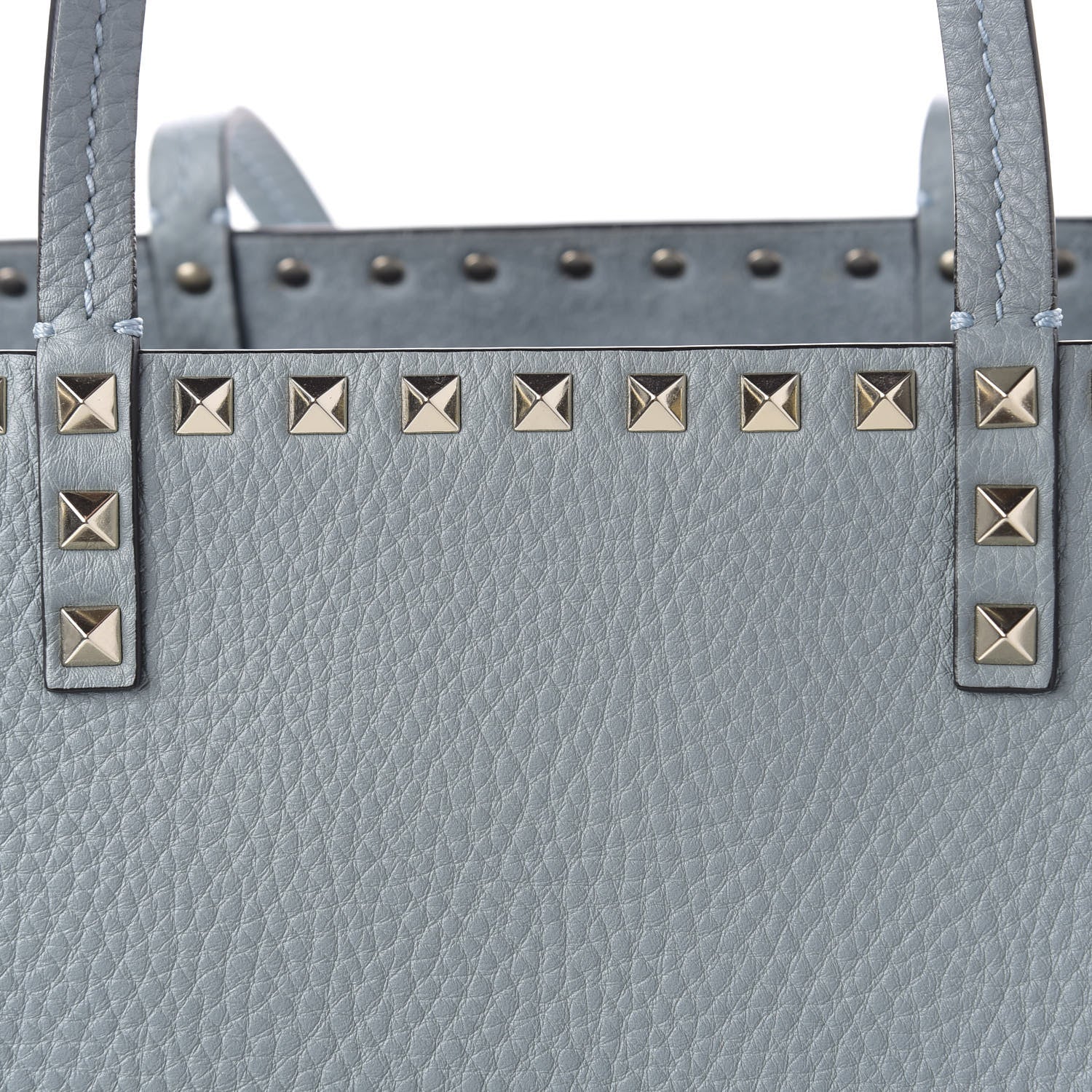 Valentino Garavani Pebbled Calfskin Rockstud Double Handle Cinch Tote Nube 9 of 9