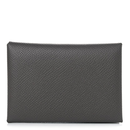 Hermes Epsom Calvi Duo Card Case Gris Meyer 1 of 7