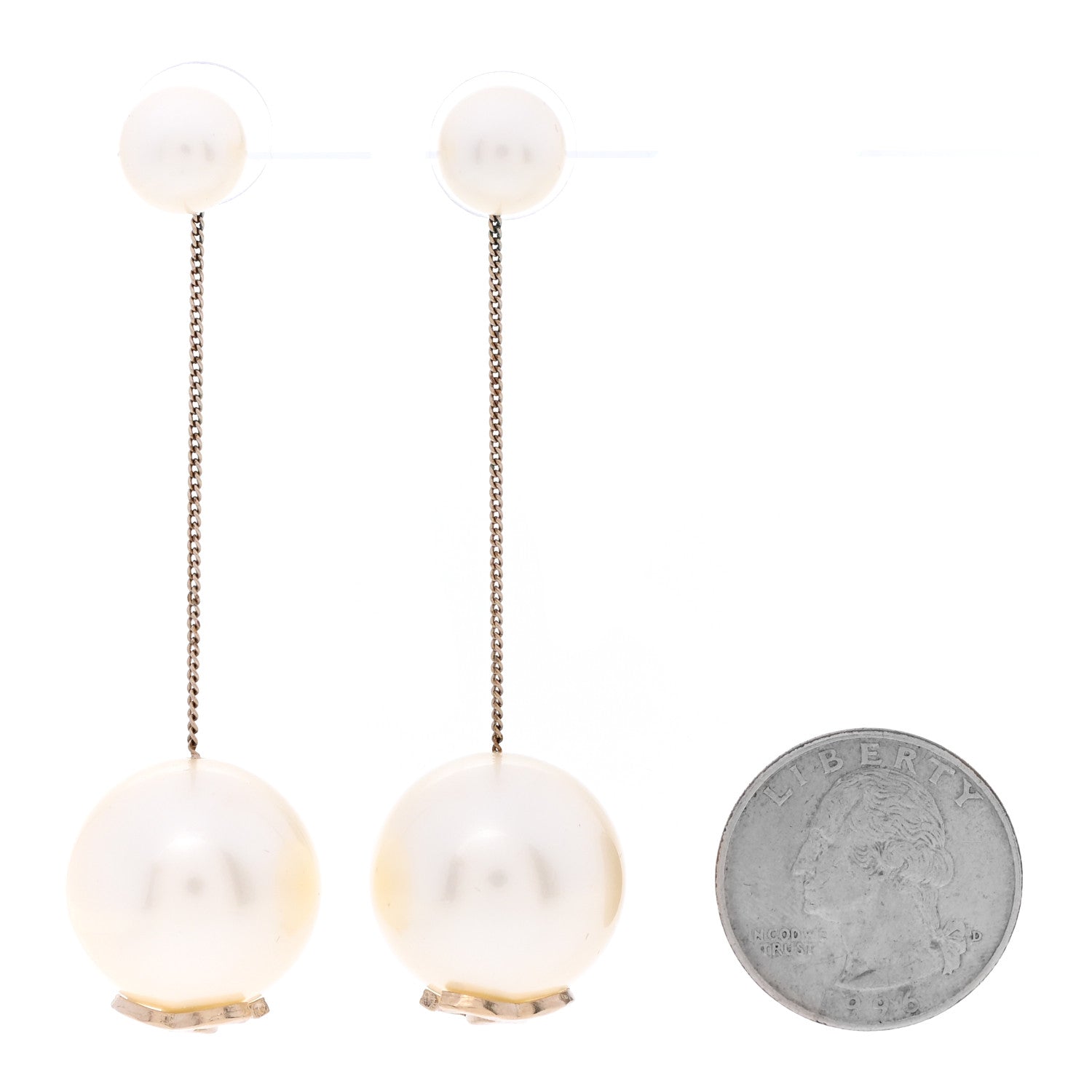 Chanel Pearl CC Chain Drop Earrings Gold 2 of 5