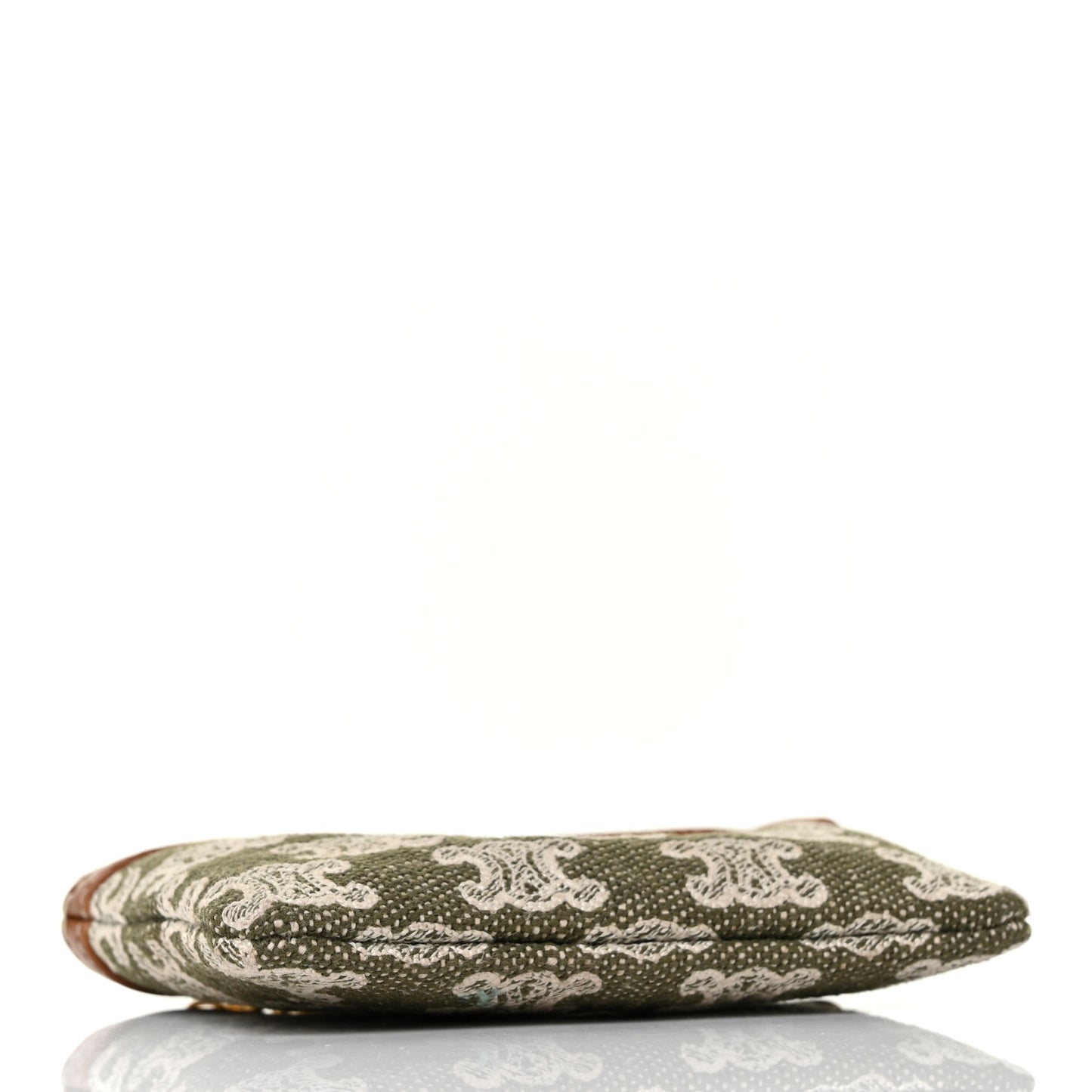 Triomphe Canvas Calfskin Coin and Card Pouch Khaki
