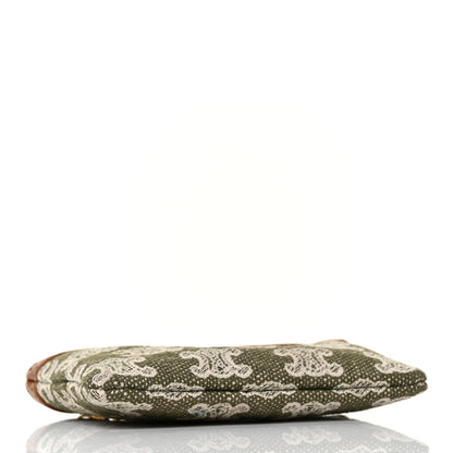 Celine Triomphe Canvas Calfskin Coin and Card Pouch Khaki 4 of 8