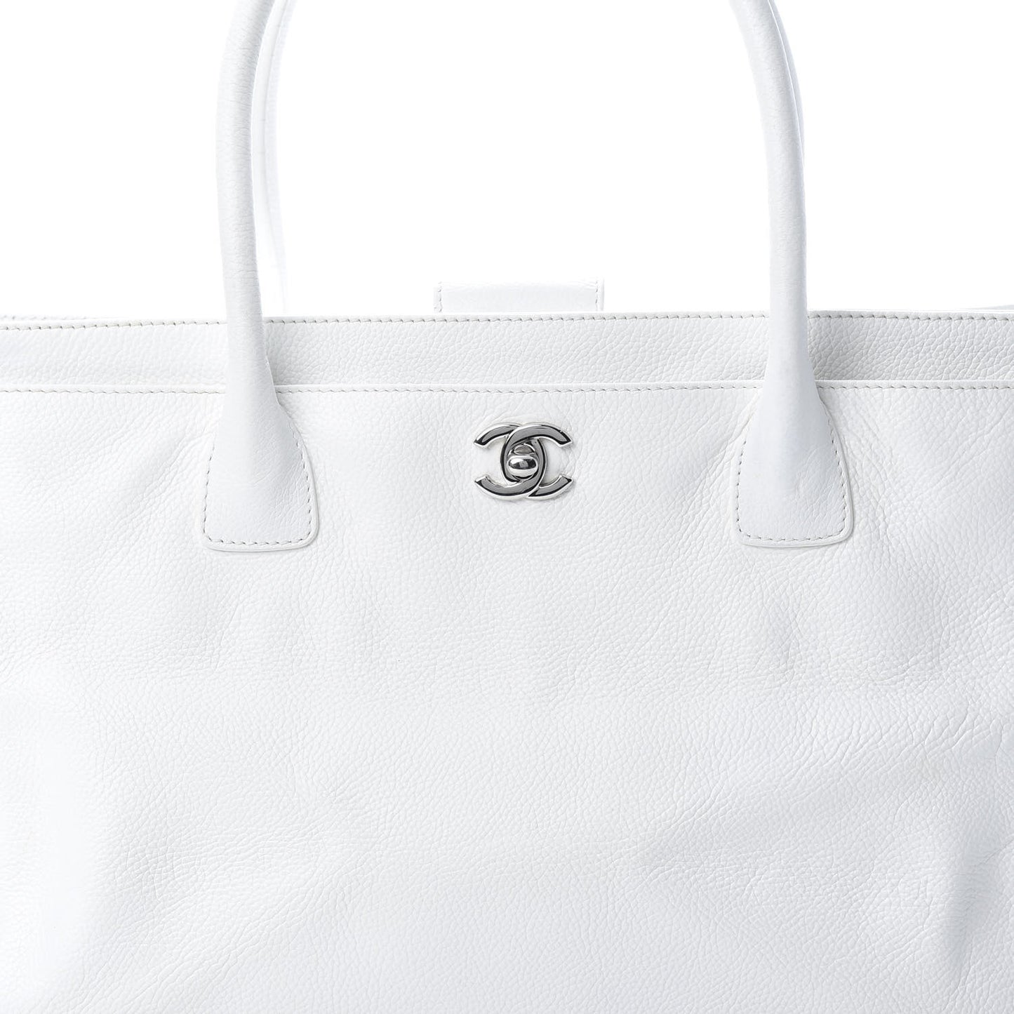Calfskin Cerf Executive Shopper Tote White