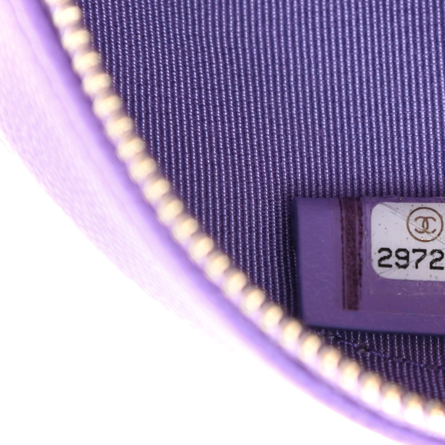 Caviar Quilted Round Clutch With Chain Purple