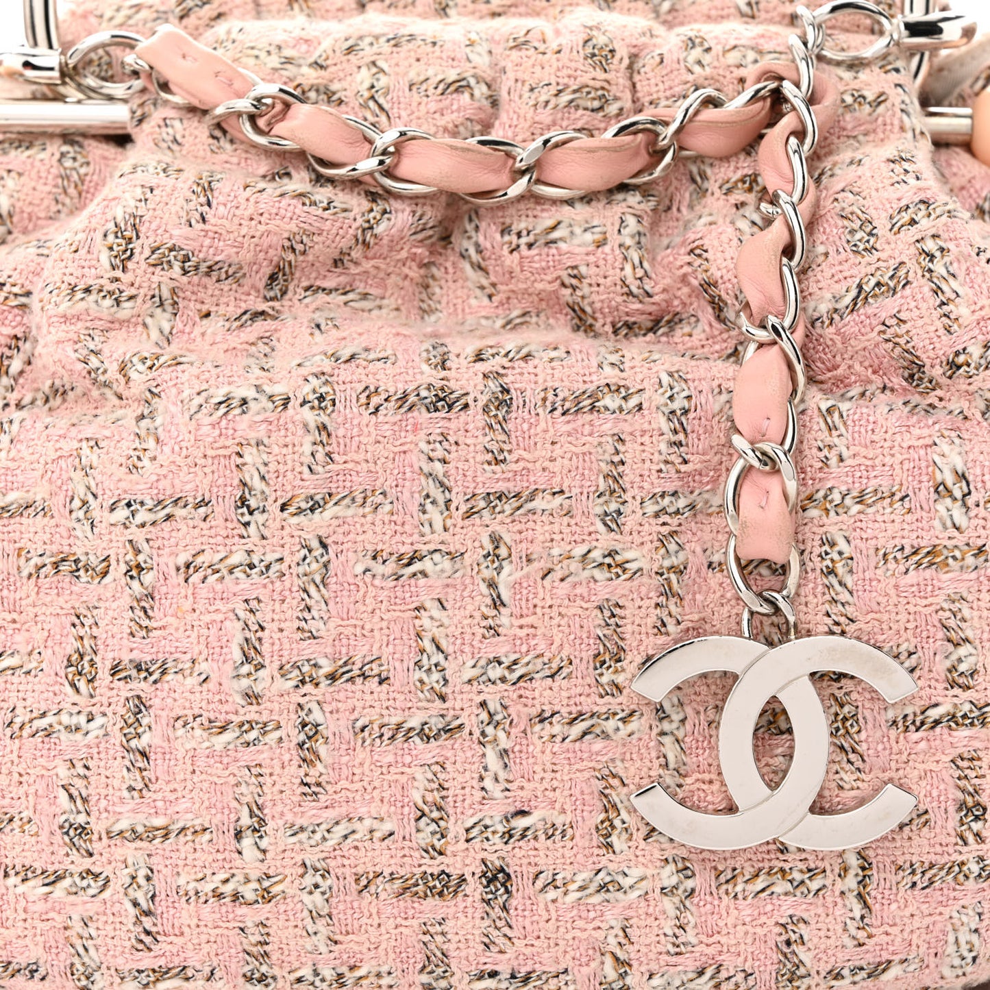 Tweed Boucle Knitting Bag Pink