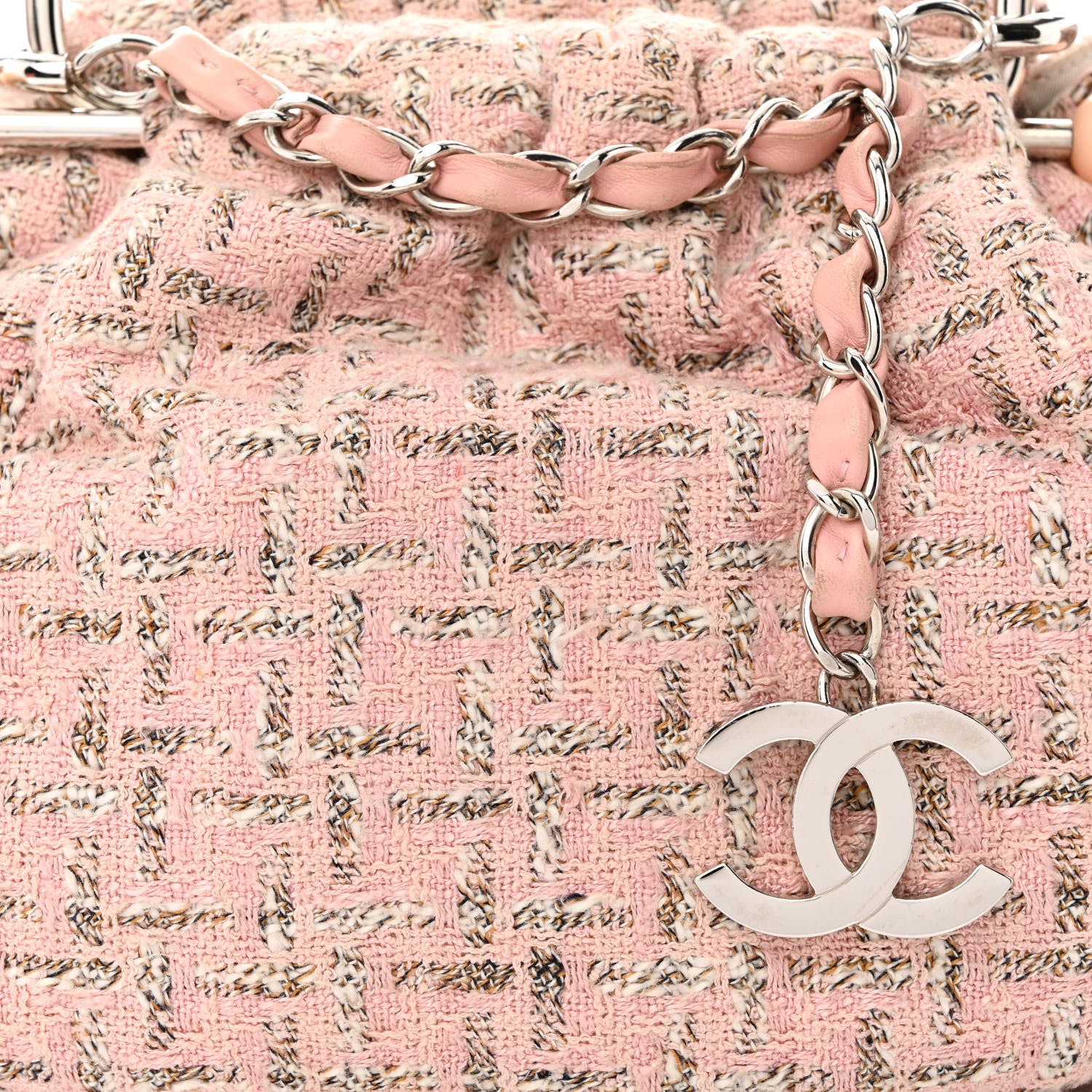 Chanel Tweed Boucle Knitting Bag Pink 8 of 16