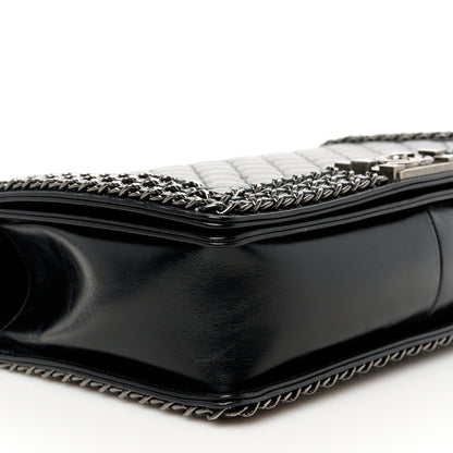 Chanel Glazed Calfskin Quilted New Medium Boy Chained Flap Black 9 of 10