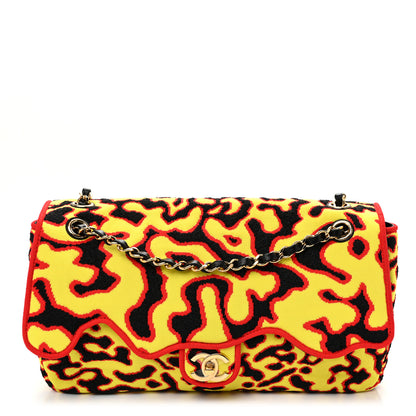 Chanel Mixed Fibers Magma Maxi Flap Yellow Black Red 1 of 11