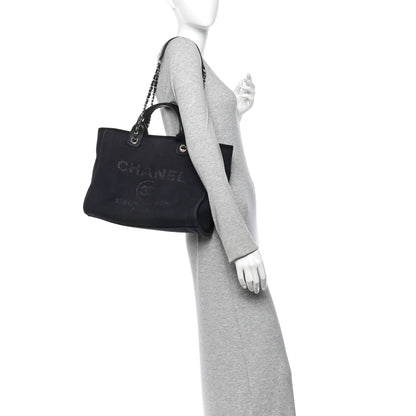 Chanel Mixed Fibers Small Deauville Tote Black 2 of 11