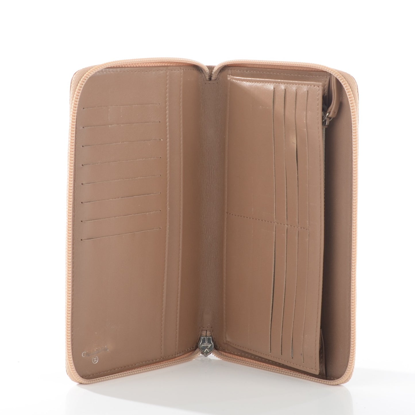 Caviar Timeless CC Large Zip Around Wallet Beige