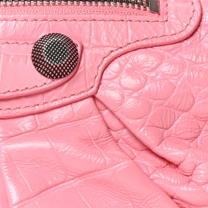 Balenciaga Extra Supple Calfskin Crocodile Embossed Small Le Cagole Shoulder Bag Sweet Pink 16 of 21