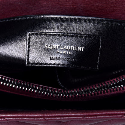 Saint Laurent Sheepskin Matelasse Chevron Monogram Medium College Bag Rouge Legion 7 of 10