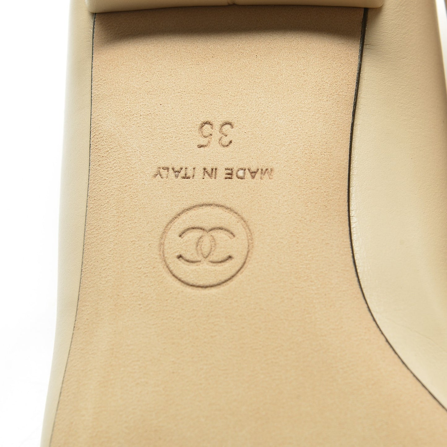 Lambskin Patent Cap Toe Ballerina Flats 35 Beige Black