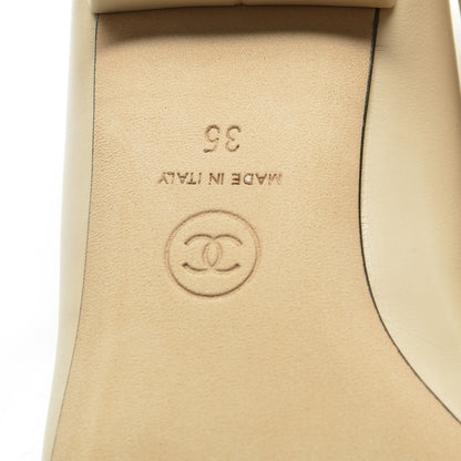 Chanel Lambskin Patent Cap Toe Ballerina Flats 35 Beige Black 6 of 9