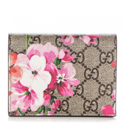 Gucci GG Supreme Monogram Blooms Card Case Beige Multicolor Dry Rose 1 of 7