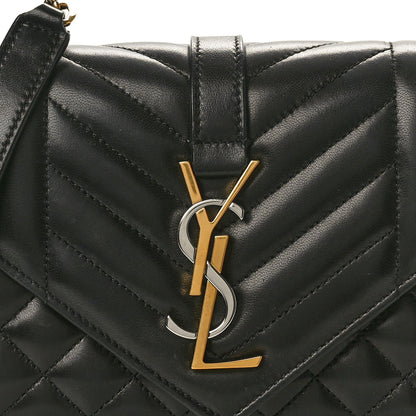 Saint Laurent Lambskin Mixed Matelasse Triquilt Small Monogram Satchel Black 7 of 9