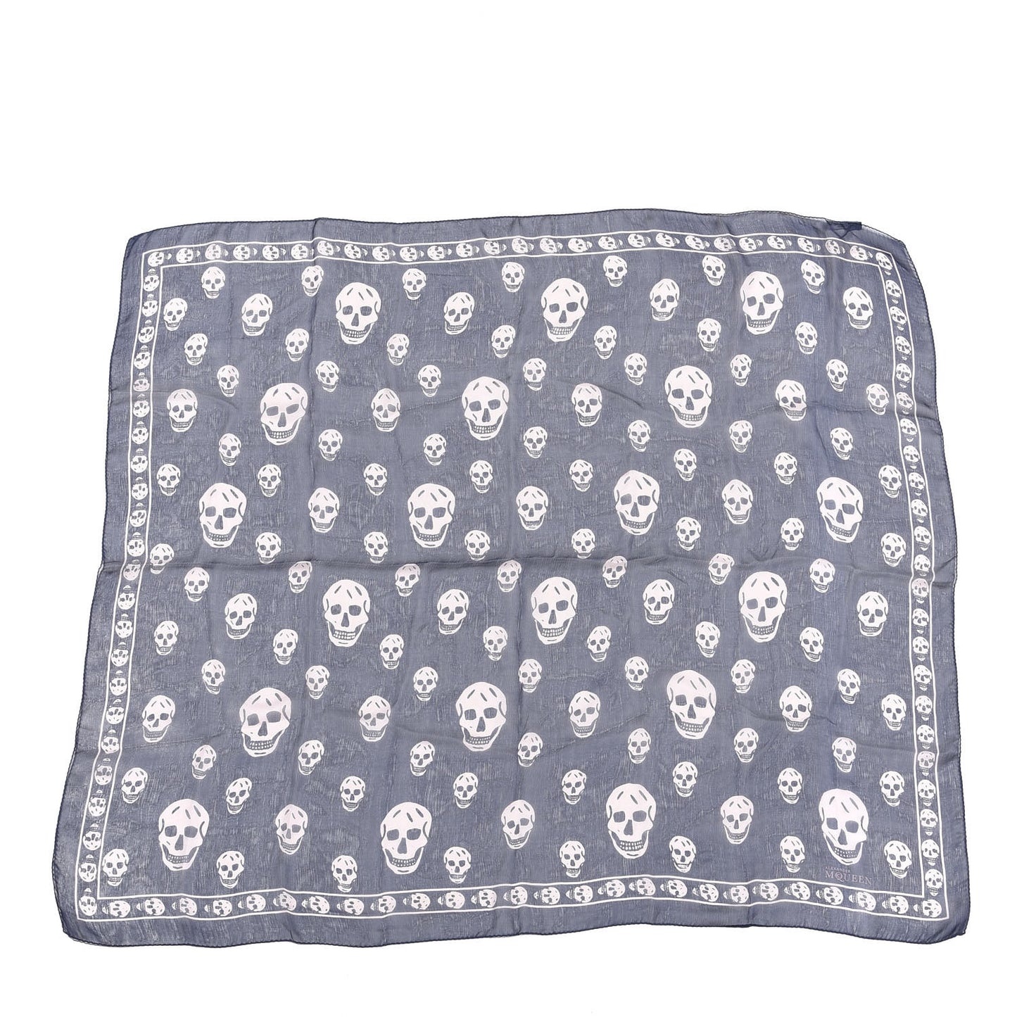 Silk Chiffon Skull Scarf Navy Pink