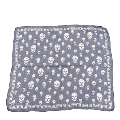 Alexander McQueen Silk Chiffon Skull Scarf Navy Pink 1 of 3
