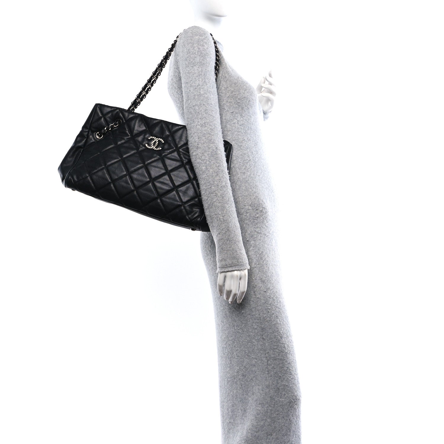 Chanel Soft Caviar Quilted Large Cells Tote Black 2 of 15