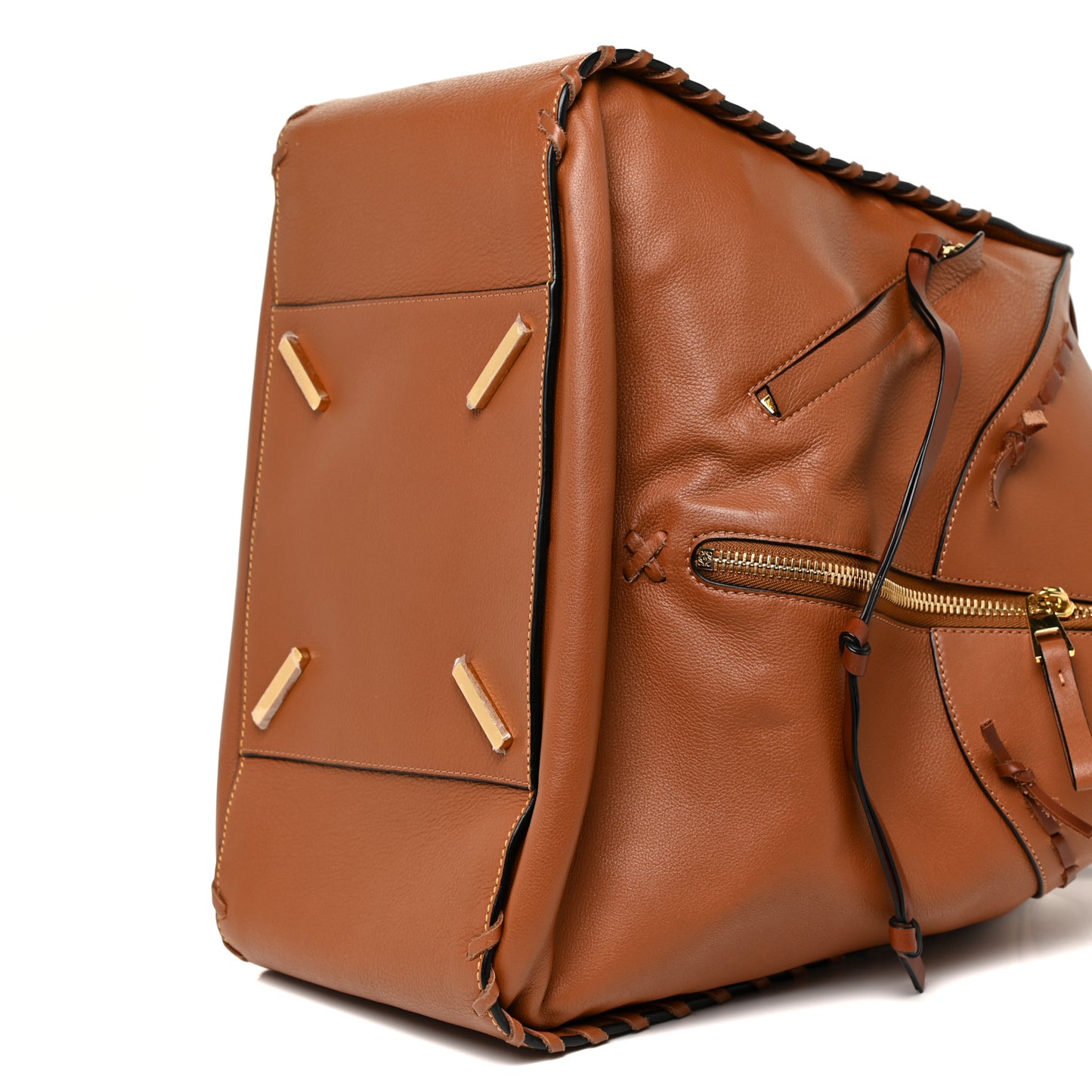 Calfskin Laced Hammock Shoulder Bag Tan