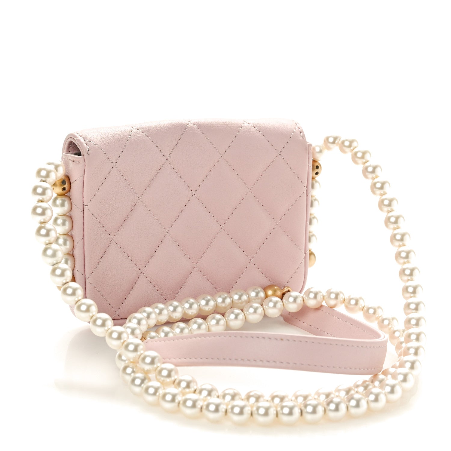 Chanel Calfskin Quilted About Pearls Card Holder Flap With Chain Light Pink 2 of 10