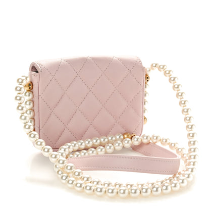 Chanel Calfskin Quilted About Pearls Card Holder Flap With Chain Light Pink 2 of 10