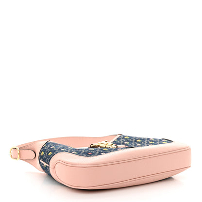 Gucci New Denim GG Monogram Calfskin Love Parade Small Jackie 1961 Hobo Light Pink 4 of 10