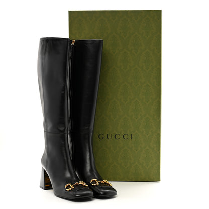 Gucci Nappa Charlotte Horsebit 55mm Knee High Boots 41 Black 11 of 11