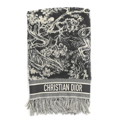 Christian Dior Cotton Toile De Jouy Reverse Towel Grey Ivory 1 of 4